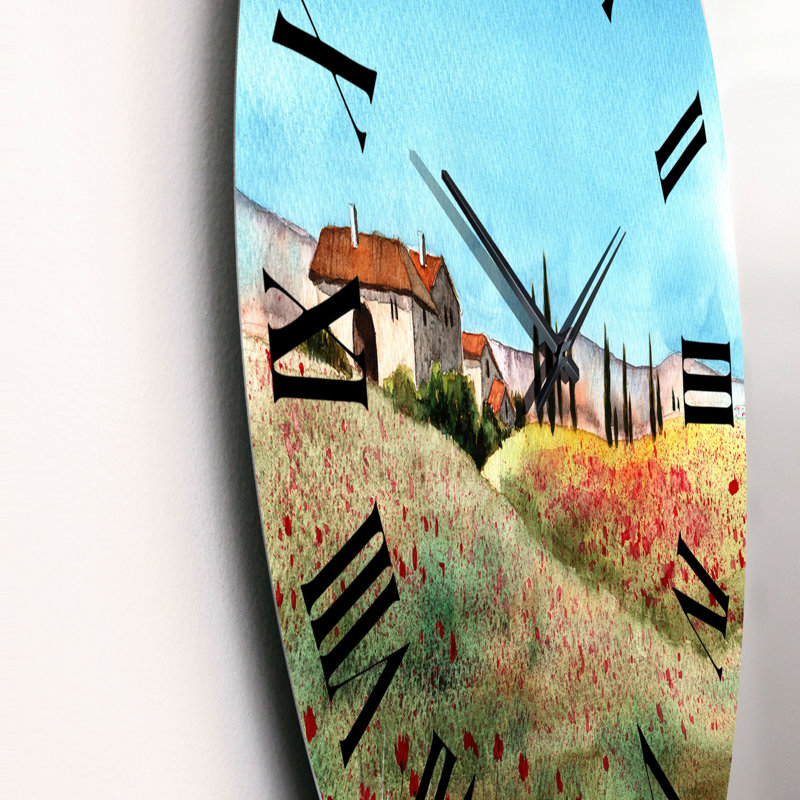 A Tuscany Landscape - Distant Villa - Horloge murale, Moyen