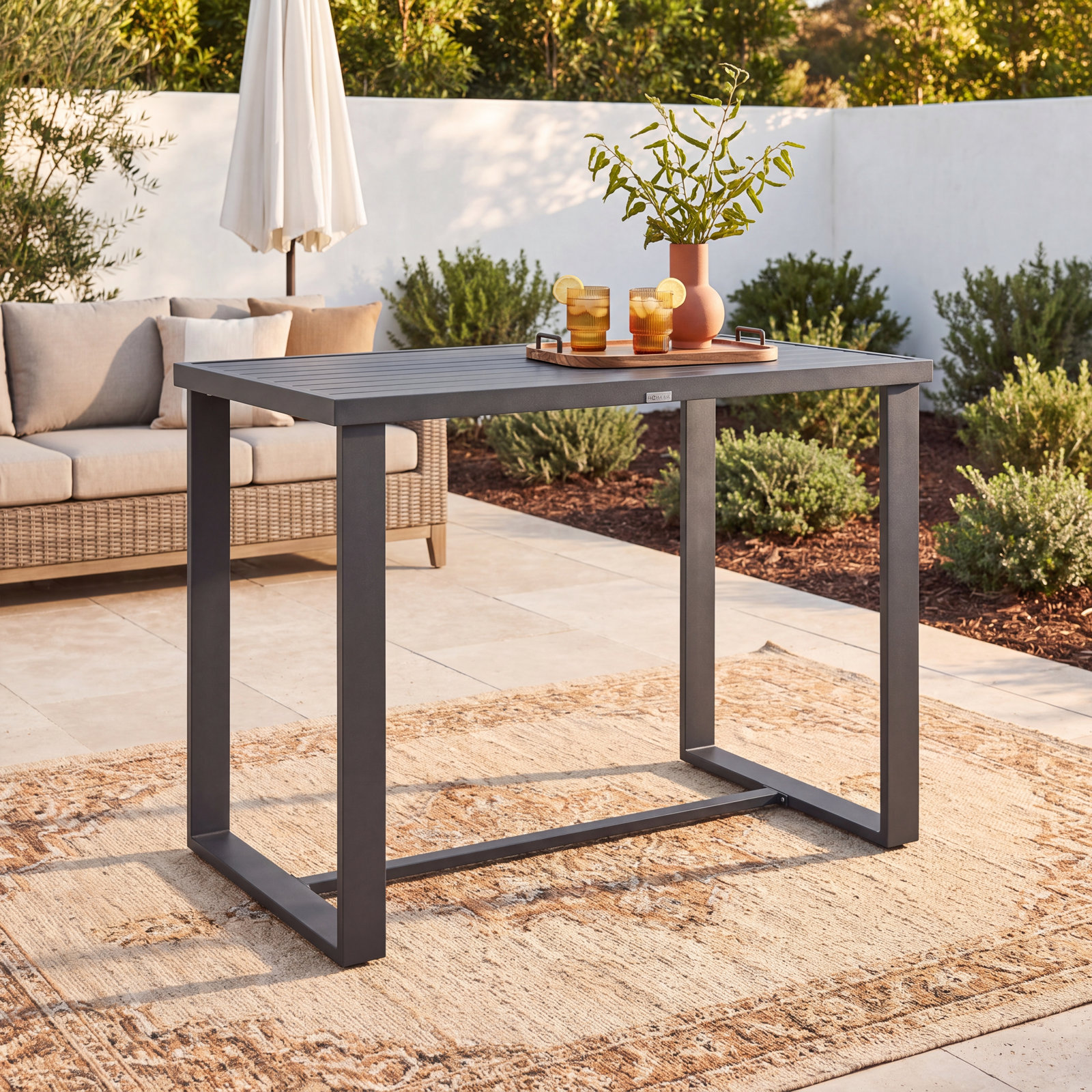 Elza 59'' Metal Outdoor Dining Table