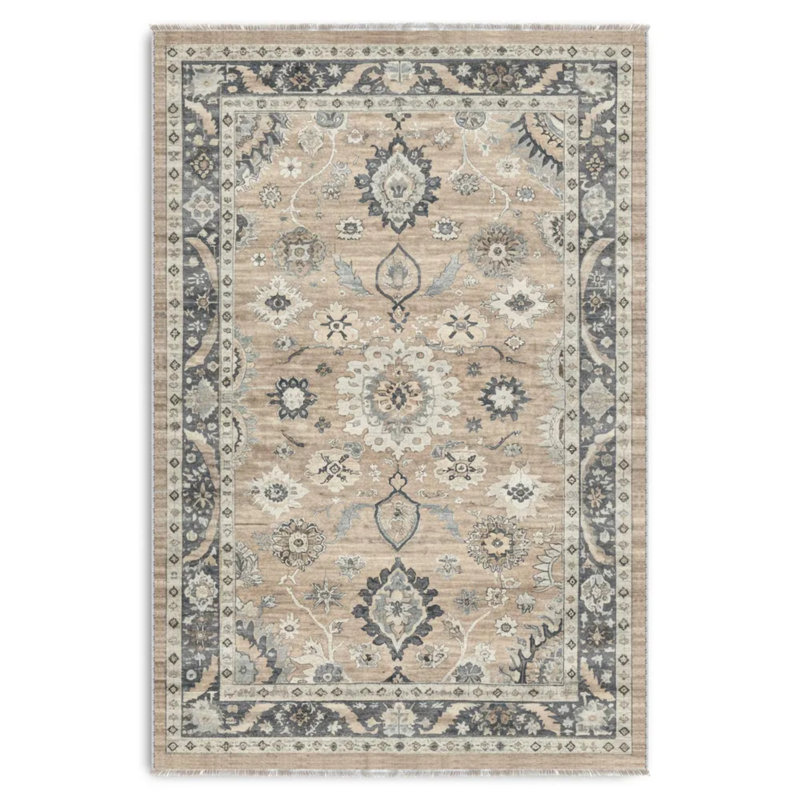 Tapis de couloir en chenille gris rétro antidérapant lavable pour le couloir du salon de cuisine, Rectangle 4 pi x 5 pi