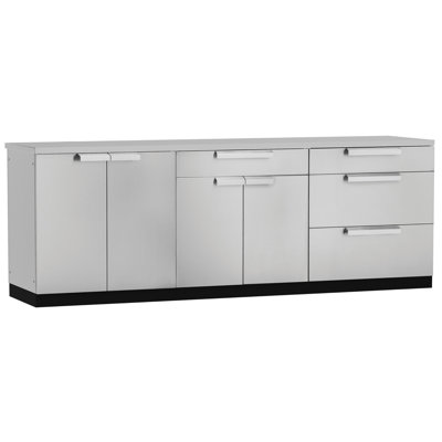 Outdoor Kitchen 96" W x 24" D Stainless Steel 4-Piece Modular Cabinet Set