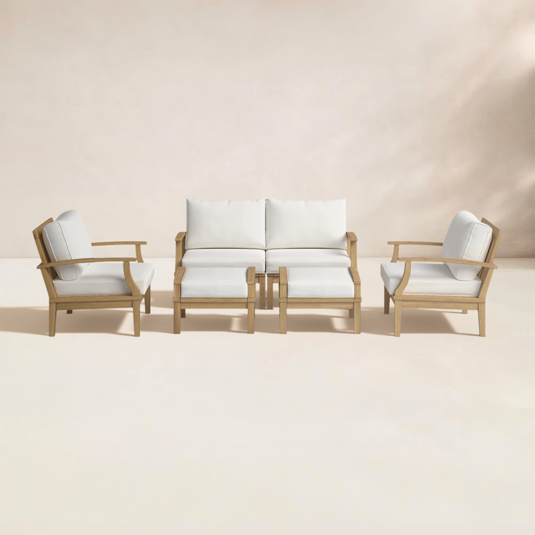 Modway Marina 6 Piece Outdoor Patio Teak Set Modway Cushion 