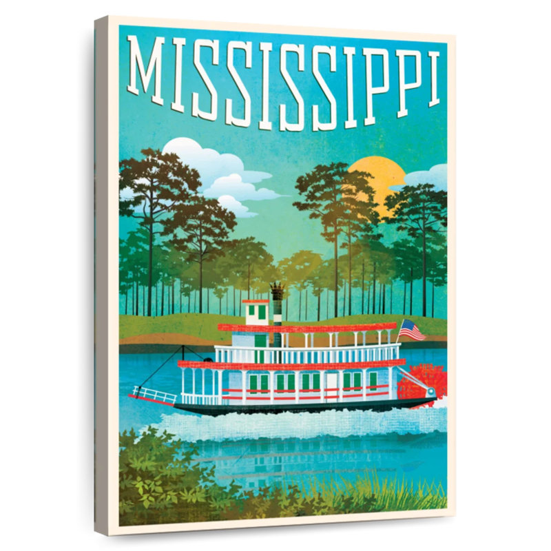 Bateau du Mississippi, H 36 po x l 24 po