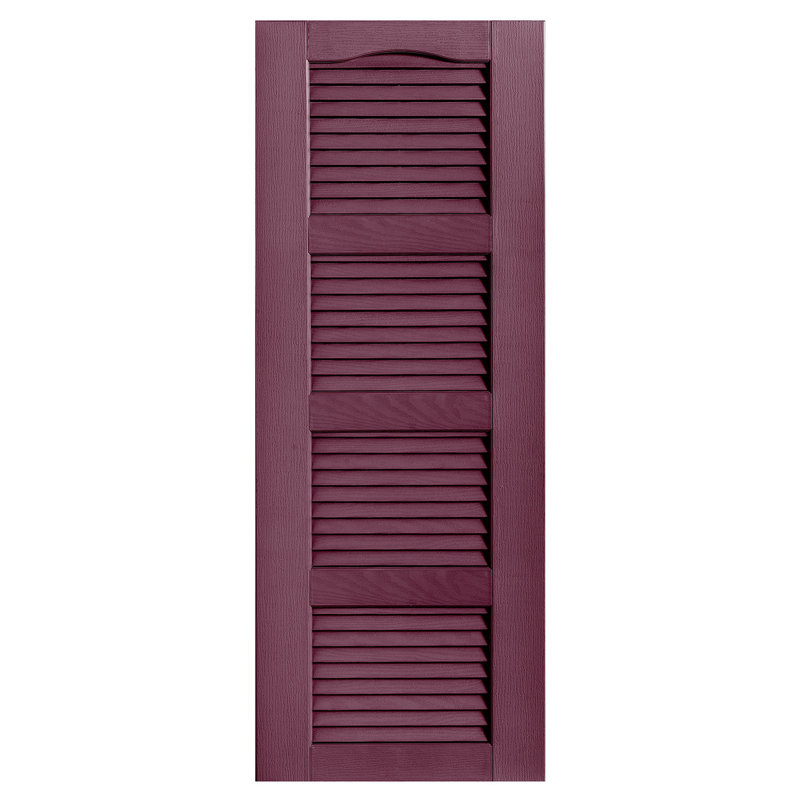 Cathedral Top Four-style Open Louvre Shutters Pair, 12", 24", Bordeaux