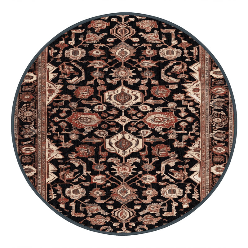 Tapis brun lavable à la machine, Rond 6 pi