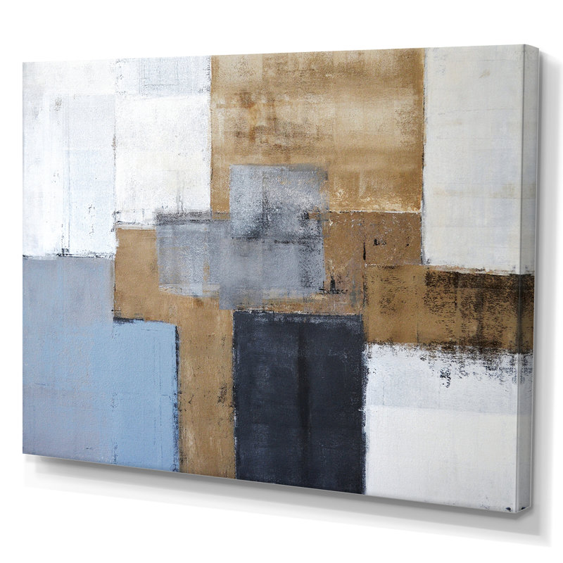 «Gray Meets Brown Abstract Art», reproduction d'art sur toile encadrée, H 8 po x l 12 po x P 1 po, Toile tendue