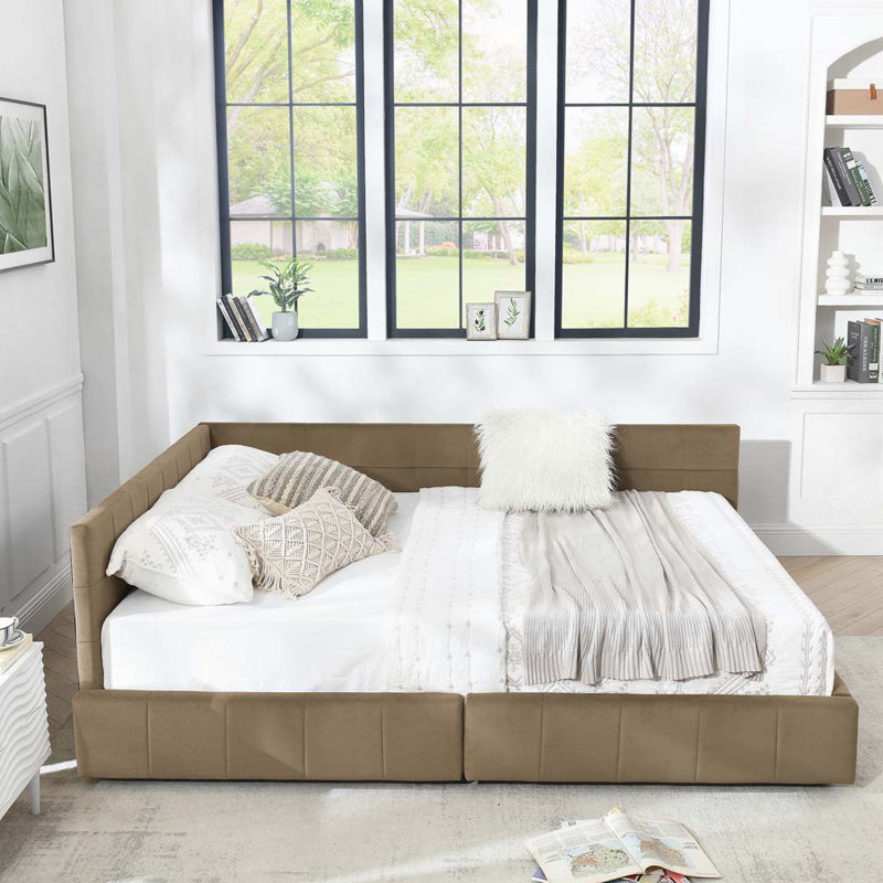 Velvet Storage Daybed, Brown, Queen