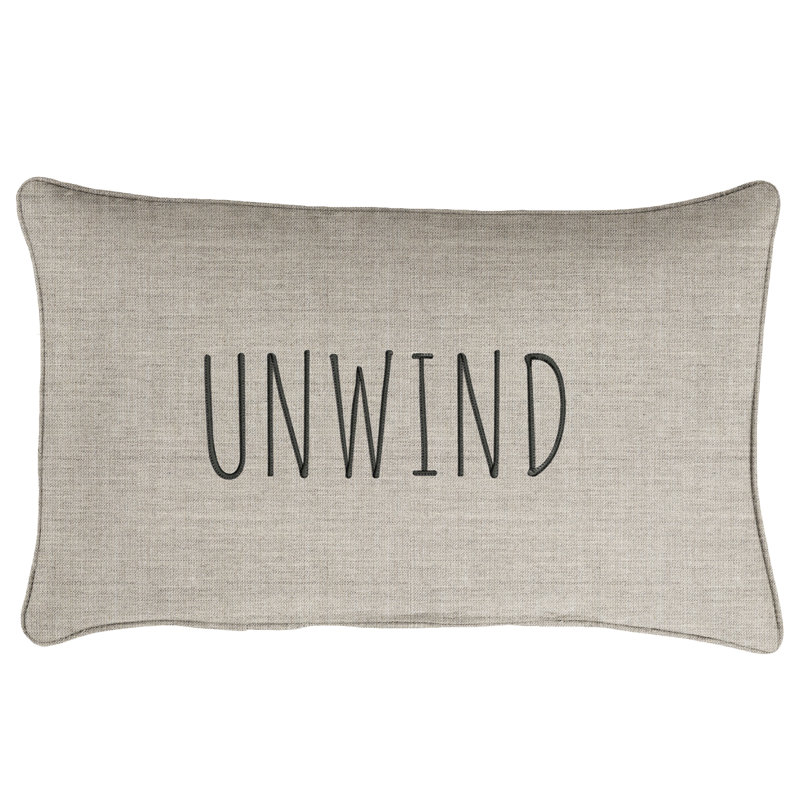 Embroidered Sunbrella® Outdoor Throw Pillow, Gray