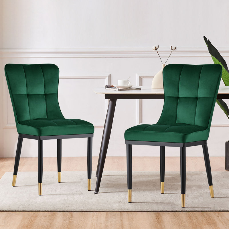Velvet Upholstered Parsons Chair, Green