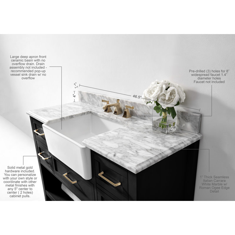 48'' W Single Vanity, Black Onyx