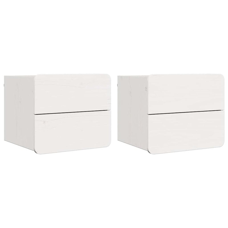 Bedside Table 2 Pcs 39 X 34 X 33 Cm Solid Pinewood, White