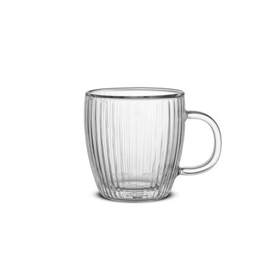 JoyJolt Savor Fluted Glass Espresso Cups, Espresso Cup -  Set of 2 Coffee Mugs