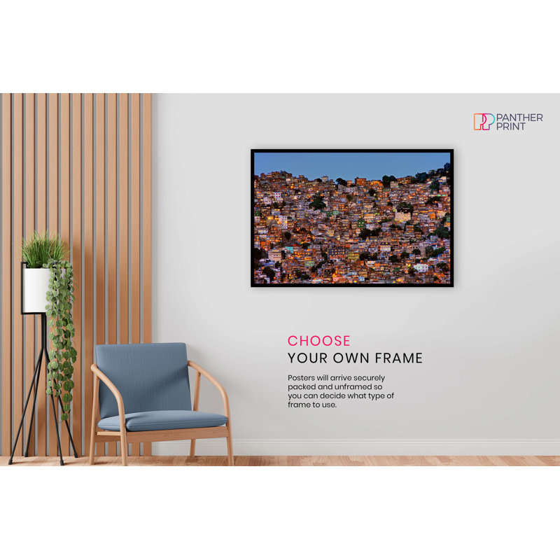 Rio De Janeiro Favela Sunset - Wrapped Canvas Print, 61cm H x 91cm W x 0.5cm D, Paper