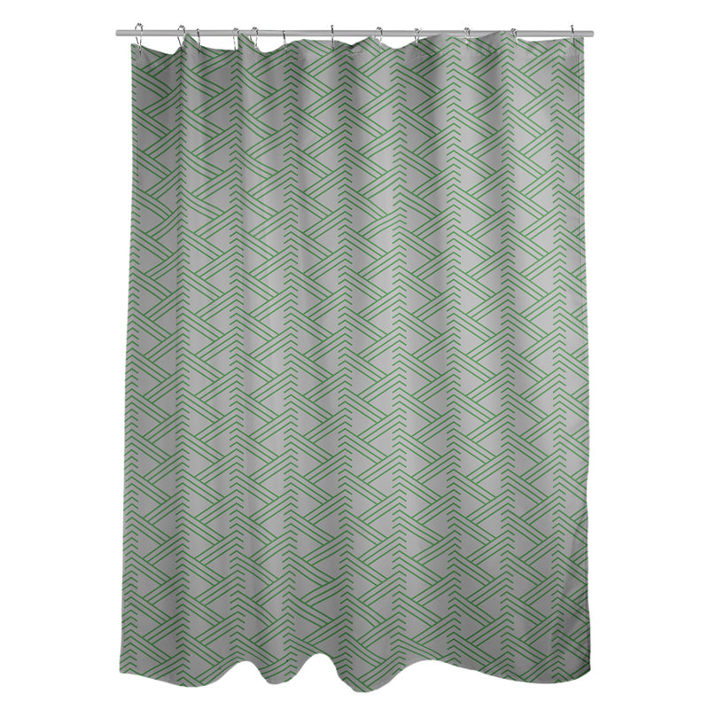 Classic Zig Zag Single Shower Curtain, Grey/Green