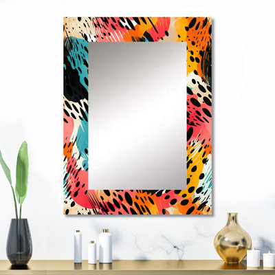 Alikee Colorful Neon Jungle Flash - miroir décoratif géométrique, miroir mural géométrique, impression d'art en métal