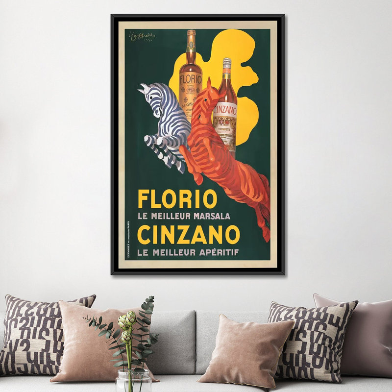 « florio e cinzano, 1930 » par leonetto, cappiello affiche, impression sur toile, H 18 po x l 12 po x P 1,5 po, Toile tendue