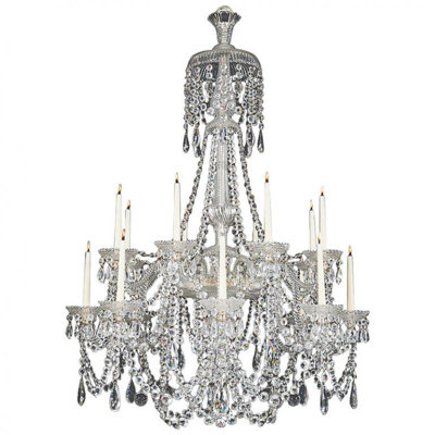 Lustre suspendu en verre taillé victorien clair