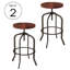 Tabourets de bar pivotants Alidis - 2 tabourets de bar réglables à hauteur de comptoir ou de bar avec siège rond en bois et structure en tube de fer-637600518