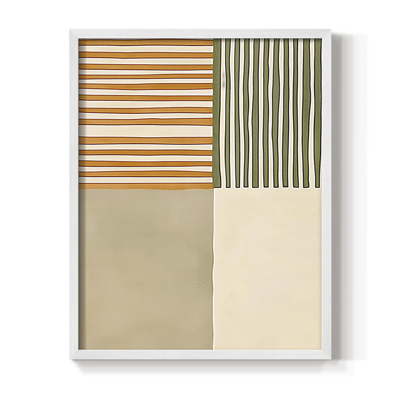 Impression abstraite encadrée CXIX - prête à être suspendue - fabriquée aux États-Unis, H 10 po x l 8 po, Blanc
