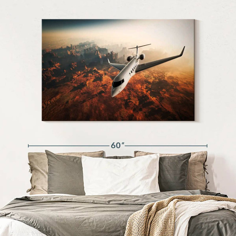 Jet privé Mehar au-dessus d'un canyon, H 34 po x l 51 po