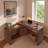 Modern L-shaped Desk With 3 Drawers And 360° Wood Rotating Desk