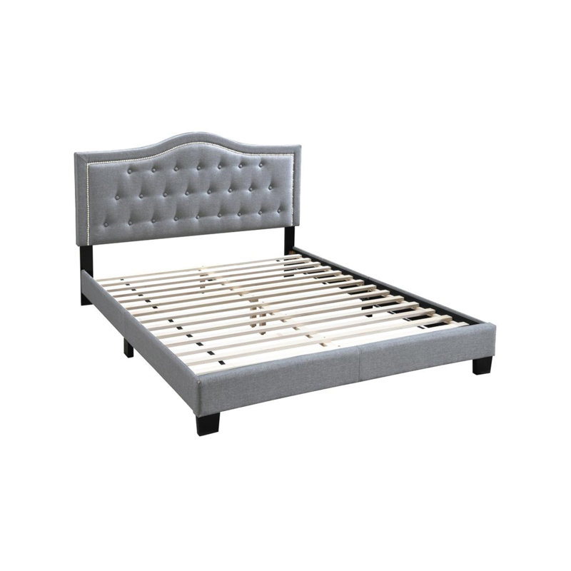Jaquavian Upholstered Platform Bed, Queen, Gray