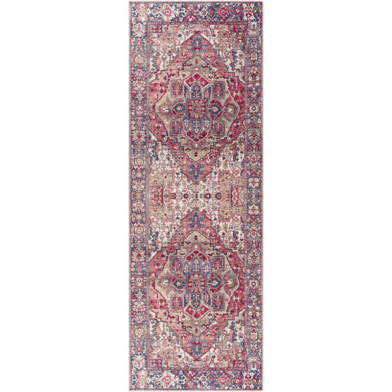 Albertson Machine Woven Oriental Area Rug, Runner 2'6" x 7'6", Dark Red