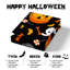 Literie trois pièces en microfibre douce, motif citrouille d'Halloween, avec taies d'oreiller, fermeture éclair invisible, noir et orange.-134881910-134881912