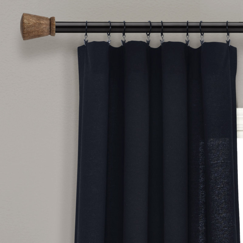 Panneau de rideau en lin à boutons noir / blanc simple 40 x 108