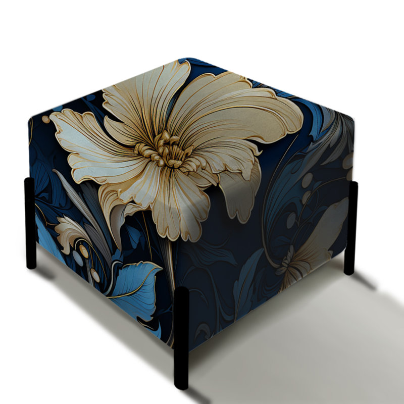 Motif victorien cobalt bleu nouveau Vines - repose-pieds carré floral