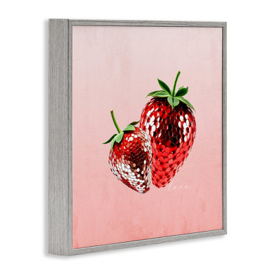 Giclée encadrée de fraises à paillettes disco, design par Kim Allen