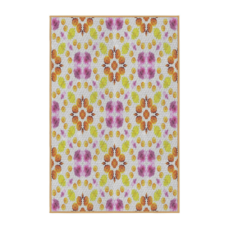 Tapis rose/brun tissé à la machine, Rectangle 5 pi x 8 pi