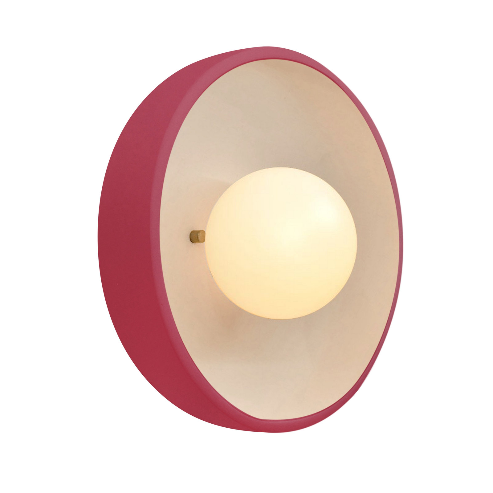Single Light Ceramic Flush Mount Sconce, Cerise