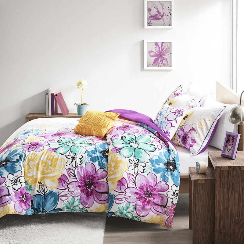 Twin/Twin Xl Comforter With Blue Floral Pattern, Cover Material