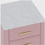 Table de chevet rembourrée en velours avec 3 tiroirs, pieds et poignées en métal, table de chevet à plateau marbré - rose-1094487463