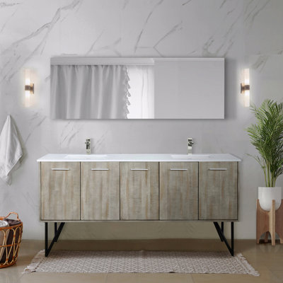 Double Basin Bathroom Vanity 72" Wide X 20" Deep, Cultured Marble Top