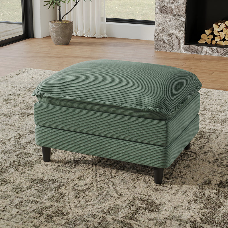 Comfy Sectional Modular Cloud Couch Sofa Ottoman- Corduroy Fabric, Green