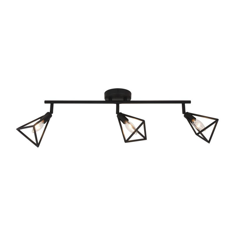 Éclairage sur rail fixe 3 lumières noir mat