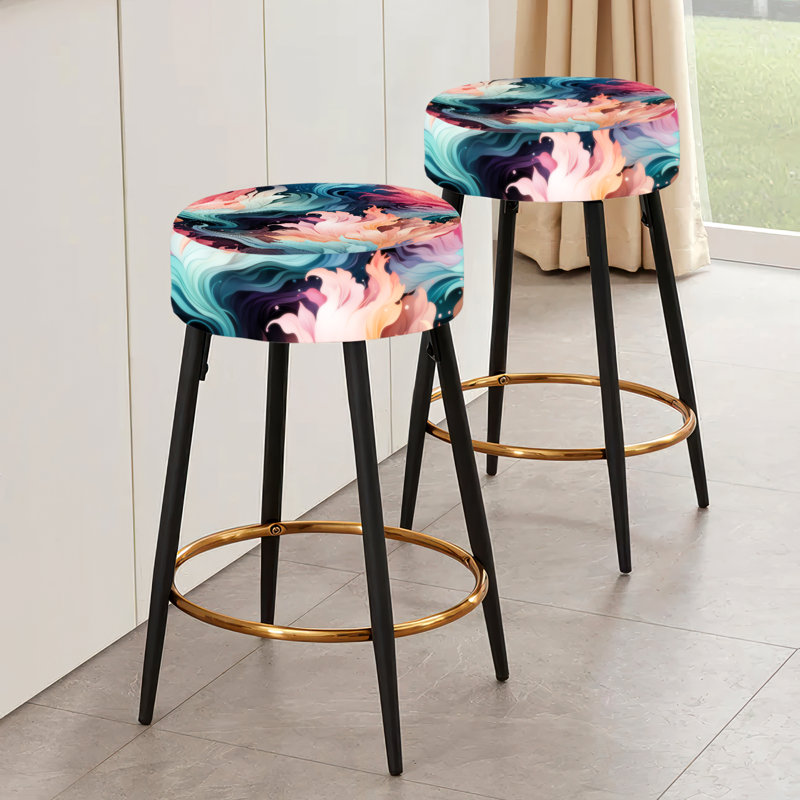 Coral Illusion - motif tropical - ensemble de 2 tabourets de bar tropicaux
