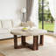 Round Coffee Table With Marble Pattern Top And Cross Base, Modern Centre Table For Living Room