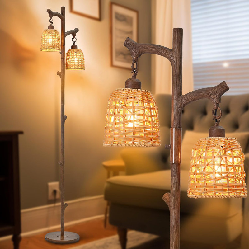 Failand 65'' LED Tree Floor Lamp, Brown Grain