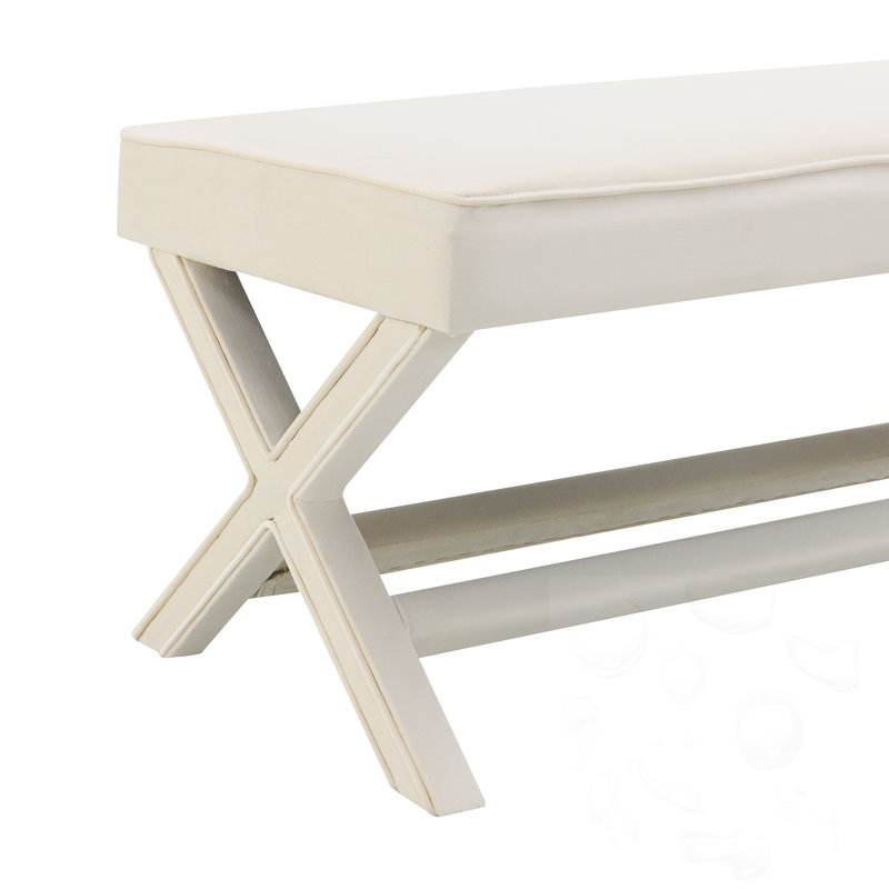 Banc rembourré avec pieds croisés en X, Beige