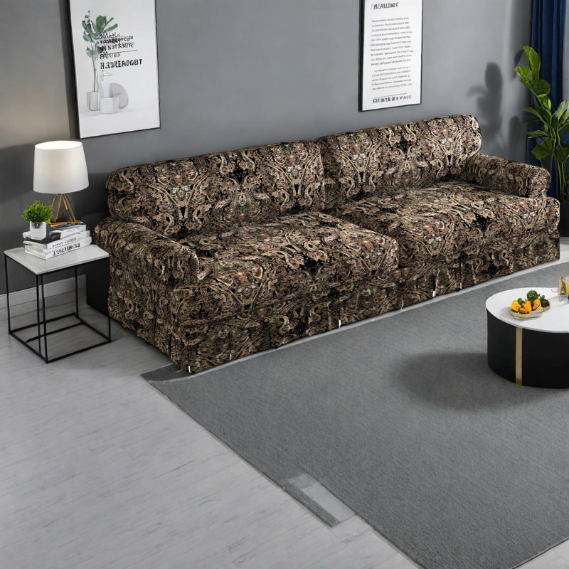 Spacieux canapé en tissu Oxford de style Mid-Century de 93,7 po avec accoudoirs roulés pour la maison et le bureau