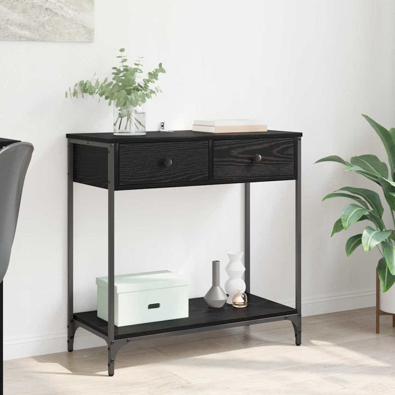 Console Table, 75cm H x 75cm W x 34.5cm D, Black Oak