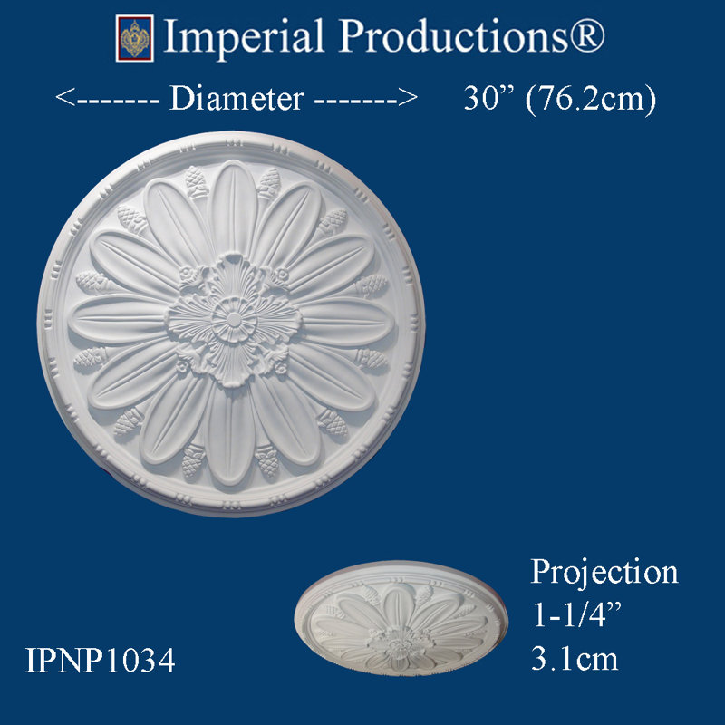 Médaillon de plafond H 30 po x l 30 po x P 2 1/2 po