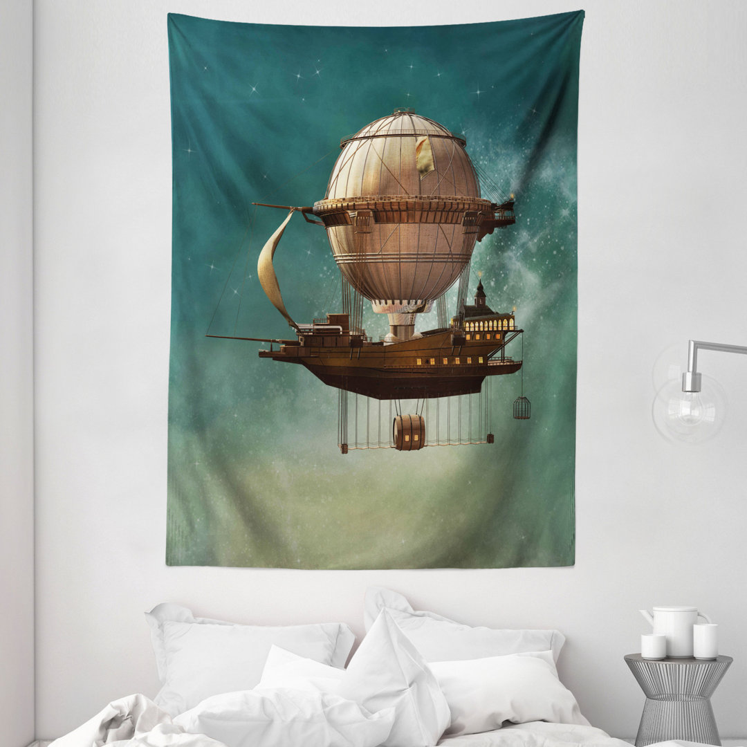 Wandbehang Surreal Sky Scenery Steampunk Luftschiff Sci Fi Stardust Space