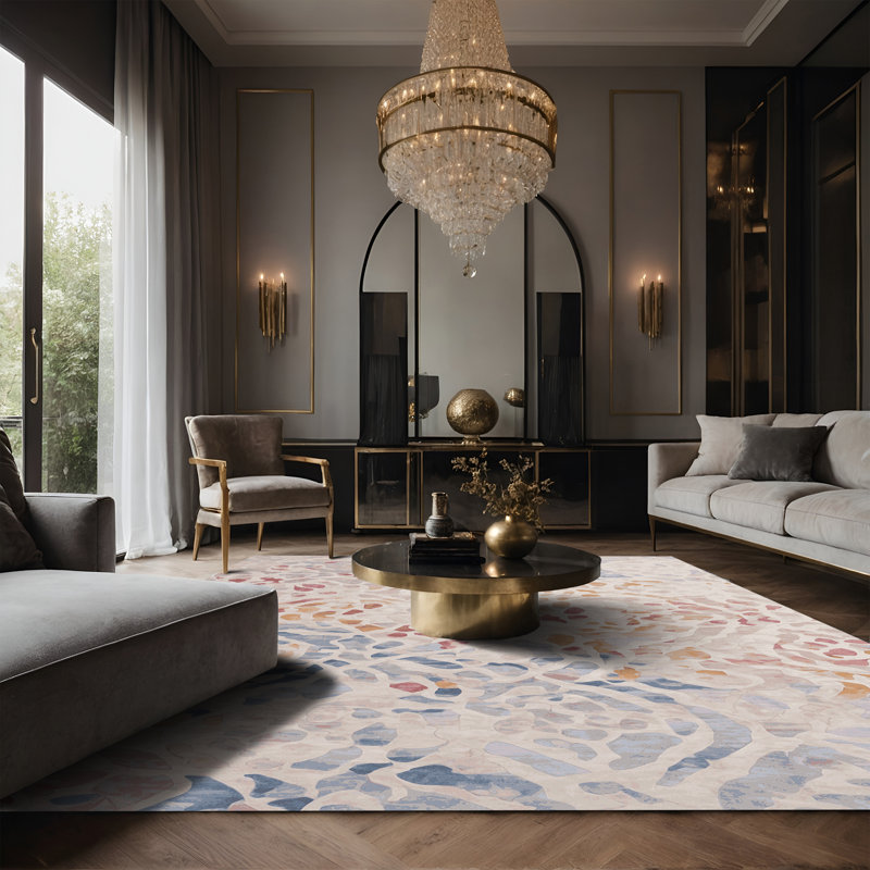 Tapis gris soyeux et moelleux, Rectangle 5 pi x 7 pi