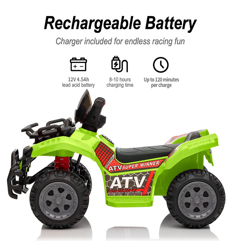 6V Ride on ATV, Ride on Toy 4 Wheeler for Bambins, Vert