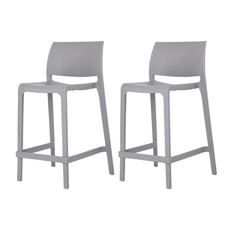 Sensilla Stackable Low Back Counter Stool, Gray