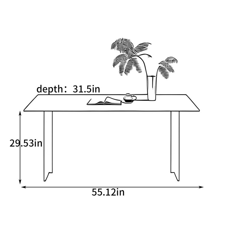 Table de salle à manger rétro, H 29,53 po x L 55,12 po x l 31,5 po