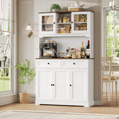 Arizana 71.3" Stand Alone Kitchen Pantry With Microwave Shelf & Drawers, Storage Pantry Cabinet with Adjustable Shelf